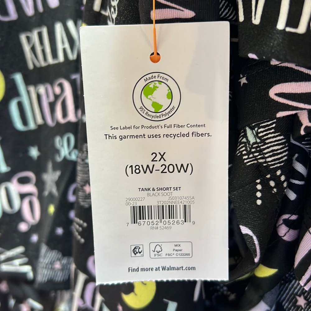 Joyspun Women's Print Tank Top and Shorts Pajama Set, 2-Piece, Sizes 2X, 3X - Picture 3 of 5